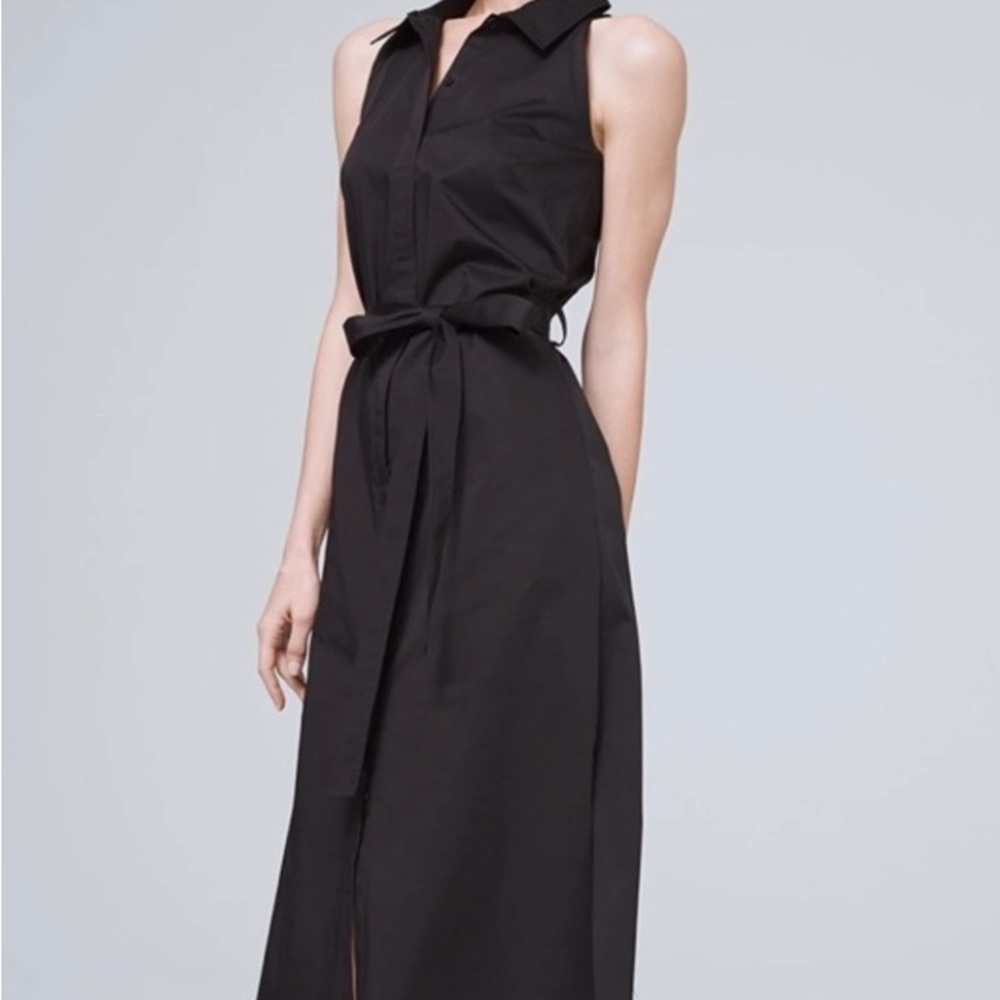 NWT White House Black Market Dress Poplin Shirt Dress Black 570284036 Size 8P
